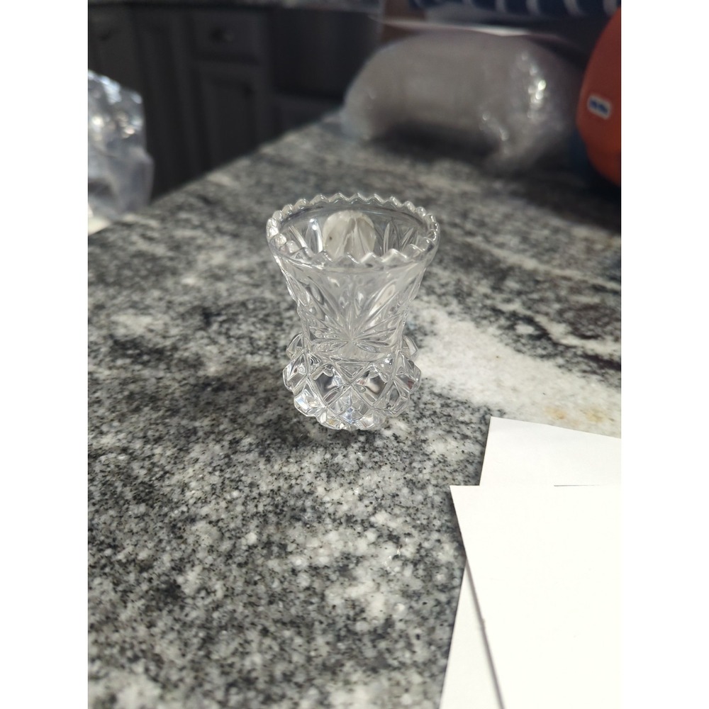 Vintage PRINCESS HOUSE Lead Crystal  Toothpick Holder Clear Pineapple Cut